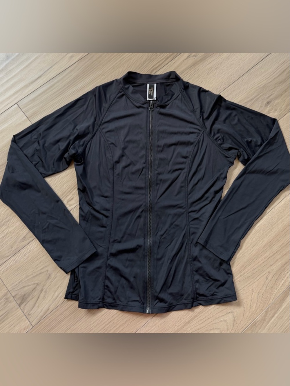 NIP TUCK Zipper Swim Rash Guard Shirt Jacket Black Women's SPF Long Sleeve Sz 10